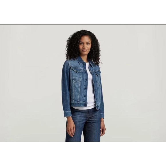NEW SMALL G-Star RAW Arc 3D Denim Jacket Women's Faded Santorini Stretch Jean - Picture 5 of 5